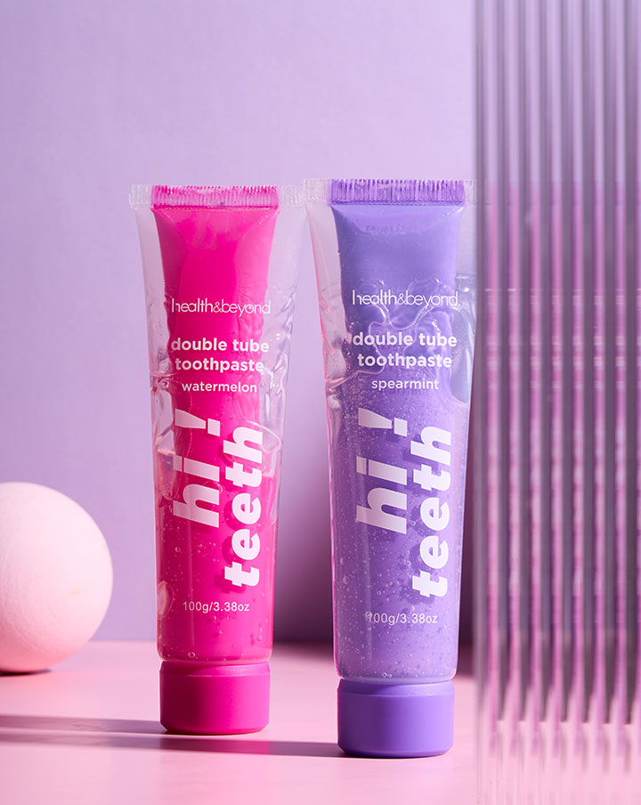 Pasta gigi tabung ganda dengan efek ganda