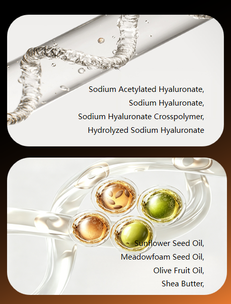 Asam hialuronat dan minyak nabati rangkap empat Quadruple hyaluronic acid&vegetable oil